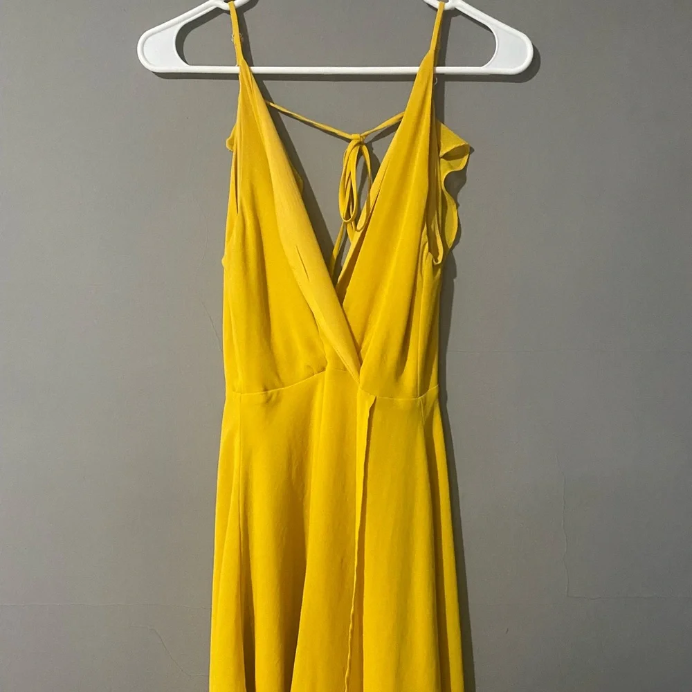 Lulu’s Hot Like Fire Golden Yellow Spaghetti Strap Backless Dress - Picture 5 of 8